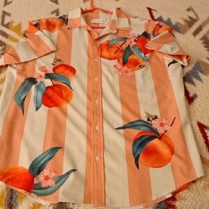 Bershka Orange and Cream Striped Shirt